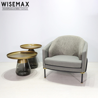 WISEMAX — meuble de luxe moderne, petite Table basse ronde en métal doré, avec Base en verre, au design moderne, meuble de salon