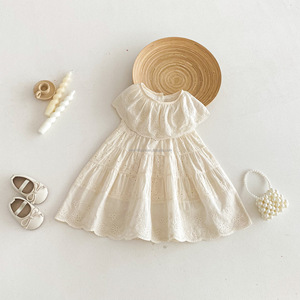 Vestido de Princesa de Verano para Niñas D2833, 100% Algodón, Cuello Redondo, Estampado, Manga Corta, Minifalda, Ropa Infantil - Product Image 4