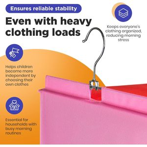 Hanging Clothes Organizer 6 <b>Shelf</b> Labeled Days Of Week Closet Storage For Kids Bedroom Non Woven Fabric <b>Hook</b> Type - Product Image 5