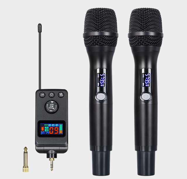 M50 UHF Dual Wireless Handheld Microphones for Stage Karaoke Dynamic Microphone System with Rechargeable Receiver Plug Play