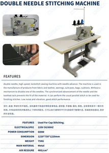 Machine à coudre industrielle automatique à double aiguille haute vitesse en acier inoxydable, programmable, à table plate, avec poche à huile et triple alimentation - Product Image 2