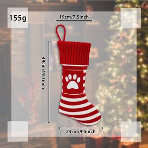 Hstyle bas de noël rouge vert <span class=keywords><strong>chien</strong></span> patte flocon de neige motifs d'arbre de noël chaussettes fête de noël enfants cadeau sac suspendus ornements - Product Image 4