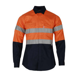 Venta al por mayor retardante de llama ANSI Clase 2 impermeable algodón poliéster camisa de manga larga Administración de Carreteras ropa reflectante - Product Image 1