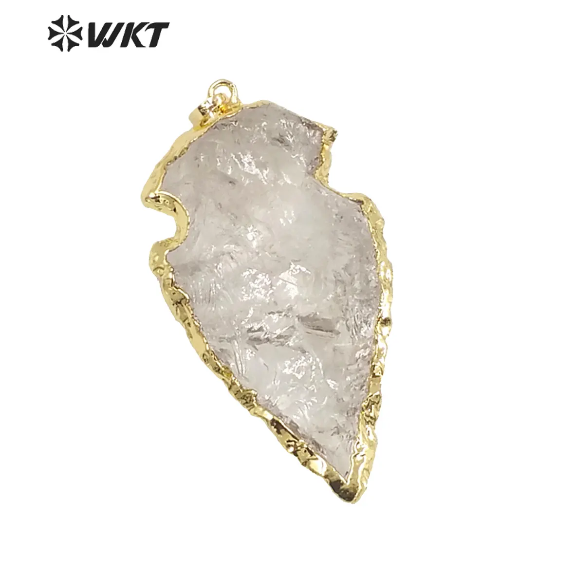 Naturel chaud druzy pendentifs en quartz 24k Plaqué Or Cristal Pendentif en forme de Flèche, Cristal De Roche pierres précieuses pendentif WT-P309