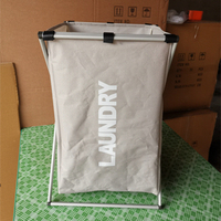 Andeya Beige Noir Pliable Étanche Panier à Linge 2 Compartiments Oxford