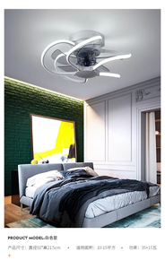 Ventilador de Techo LED Moderno de Lujo de 5 Piezas, 6 Velocidades, Control Remoto, Motor de CC, Cuerpo de Lámpara de Plástico, 5 Aspas, para Dormitorios, Hoteles, Eléctrico - Product Image 3