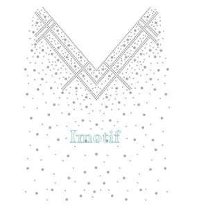 Neck Front Pattern Motif Crystal Rhinestone Transfer DIY Clothing