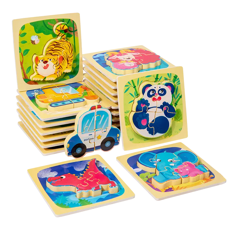 24種類木製漫画パズル幼児教育発達玩具ギフト赤ちゃんモンテッソーリ色の形学習パズル