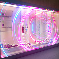 Película Led transparente flexible adhesiva Pantalla a todo color Película Led transparente para ventana de vidrio interior