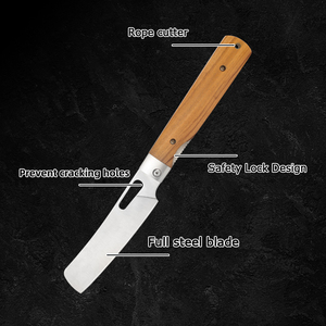 Couteau à pain pliant en acier inoxydable de petite taille, bord dentelé, 25 cm, manche en bois, garantie 3 ans, pour fruits, bricolage, usage domestique - Product Image 2