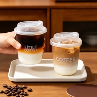 Gobelet en plastique PP rigide transparent personnalisé en forme de U, résistant au froid, avec couvercle, pour jus, smoothies, boissons à emporter, réutilisable, jetable