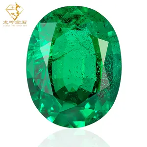 Зеленый Изумрудный камень овальный вырезанный лабораторный Изумрудный камень свободный зеленый драгоценный камень