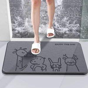 Tapis absorbant l'eau de salle de bain Tapis de porte en caoutchouc Tapis de sol en boue de diatomée Tapis antidérapant Tapis de bain moderne lavable à séchage rapide - Product Image 3