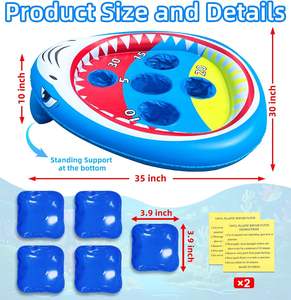 Juego de Cornhole Inflable de PVC con Forma de Tiburón JOSEN, con 5 Agujeros, Multijugador, para Adultos, Juguete Flotante para Piscina, Resistente y Duradero - Product Image 2