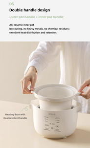 Cuisinière Électrique Intelligente en Céramique à <span class=keywords><strong>Micro</strong></span>-Pression 1,2 L 300 W, Mijoteuse Rapide avec Capteur de Température pour Riz, Soupe, Aliments pour Bébé, Usage Domestique - Product Image 5