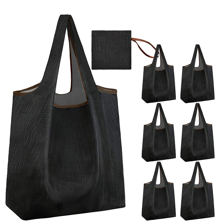 Wholesale custom foldable pocket tote bags printed polyester folding shopping grocery bag