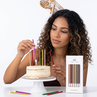Bougies d'anniversaire au design minimaliste électroplaqué, numéros fins allongés en forme de crayon, bougies courbées en forme de petit ours, flammes colorées