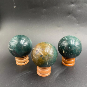 Natural Green Jasper Sphere 5 cm polished <b>crystal</b> varied natural pattern deep green tone smooth glossy finish each piece unique - Product Image 2