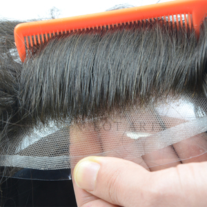 Prothèse capillaire pour homme en cheveux humains Remy indiens lisses, avec base complète 8x10 pouces et dentelle française, à nœuds simples - Product Image 3