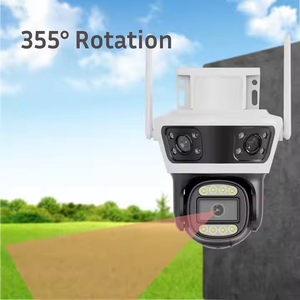 Caméra de surveillance CCTV sans fil solaire HD à trois objectifs Glomarket 3MP, vision nocturne CMOS, sirène intégrée, mise au point fixe - Product Image 2