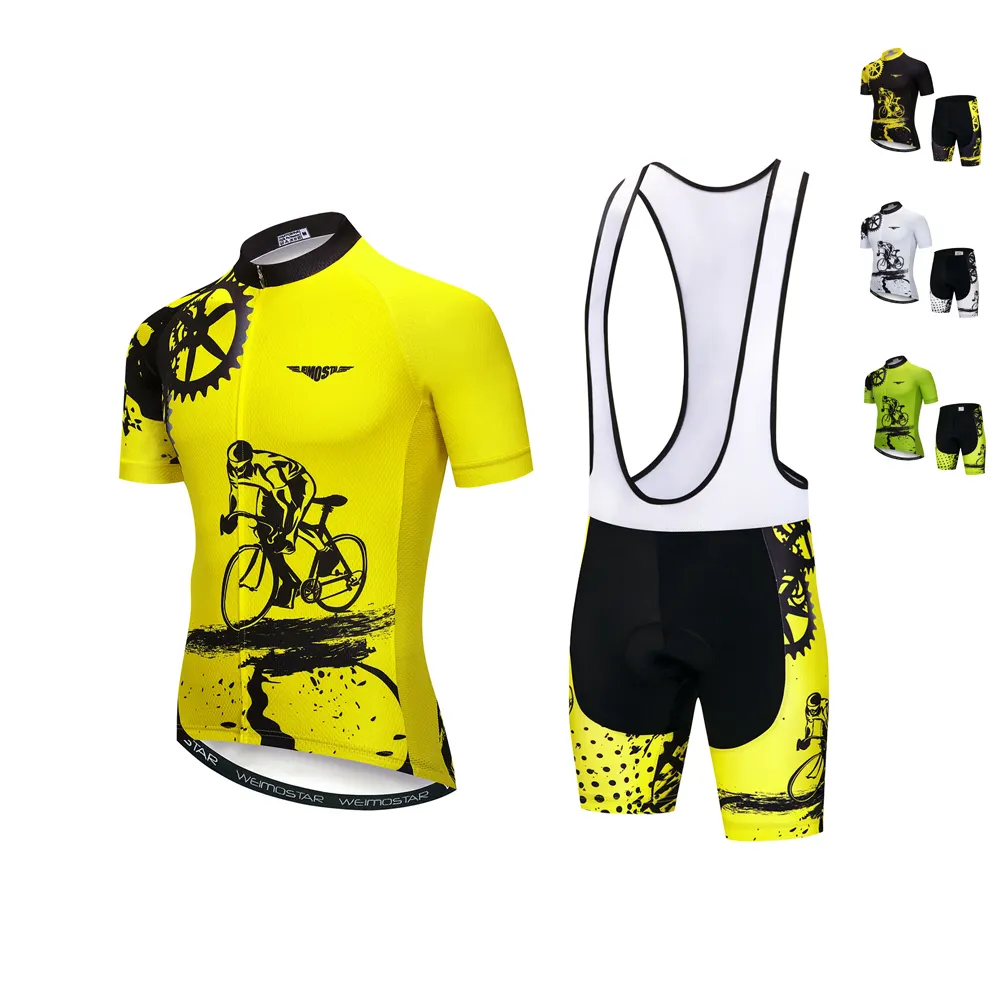 Set Jersey Bersepeda Pria, Pakaian Bersepeda MTB Sepeda Jalan Musim Panas, Seragam Bersepeda Bernapas