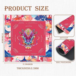 Tapis de jeu antidérapant pour cartes de mahjong, poker, <span class=keywords><strong>dominos</strong></span> avec motif de dragon chinois, art oriental, réduction du bruit, couverture de table - Product Image 4