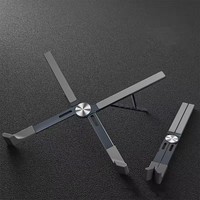 Support pour ordinateur portable en aluminium réglable, pliable, 4 bras, ergonomique, support de refroidissement ventilé pour MacBook, ordinateurs portables de jeu