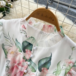 Robe longue romantique française pour femme, à col en V, manches longues, taille nouée, imprimé floral, respirante, coupe trapèze, garantie qualité - Product Image 4