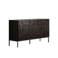 Buffet en bois massif sculpté vintage belge, style Wabi-Sabi du milieu du siècle, meuble de rangement pour entrée d'hôtel et d'hébergement touristique
