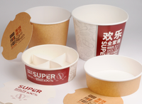 Seau alimentaire en papier écologique à paroi simple avec logo personnalisé, 64oz 85oz, pour poulet frit KFC et frites, avec couvercle