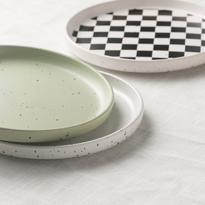 High Quality Splashed Ink Checkerboard Patterned Modern Stoneware <b>Ceramic</b> Handpainted Kitchen <b>Plate</b> Eco-Friendly Dishwasher Safe - Product Image 6
