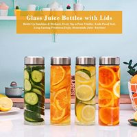 Bouteilles à jus en verre borosilicate de 500 ml, bouteilles à boisson réutilisables avec couvercle en acier inoxydable, bouteilles d'eau en verre transparent