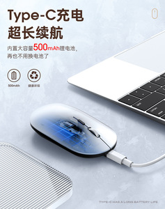 เมาส์ไร้สายแบบชาร์จได้บางเฉียบ 3 ปุ่ม สำหรับมือขวา พร้อมตัวรับสัญญาณ USB สาย Type C สำหรับแล็ปท็อป - Product Image 5