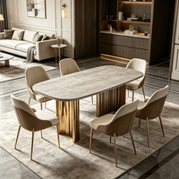 Ensemble de table à manger royale de luxe, sur mesure, en acier inoxydable doré, table à manger en marbre