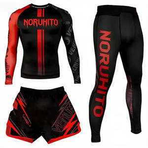 Combinaison de boxe, MMA, sports de <span class=keywords><strong>combat</strong></span>, fitness complet, <span class=keywords><strong>UFC</strong></span>, course à pied, entraînement, pantalon en spandex/polyester à séchage rapide, ensemble trois pièces - Product Image 3