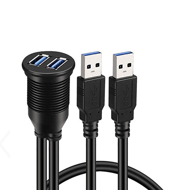 Car Cable USB3.0 Dashboard Flush Panel Mount AUX Socket Extension Waterproof Cable for Car
