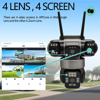 Caméra solaire Okam Pro 4 objectifs 2.4G 5G double Wifi, caméra extérieure à panneau solaire, caméra de sécurité domestique ZOOM, enregistrement 24H, caméra AOV