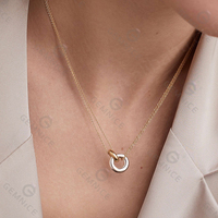 Gemnel Collier de bijoux de dernière conception en or 14 carats, cercle imbriqué de deux tons