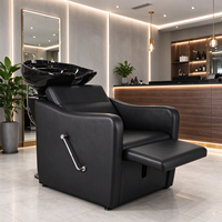 Fauteuil de lavage moderne en cuir et métal pour salons, hôtels, salons de coiffure, salles de séjour et salles de bain - Réglable, durable et facile à nettoyer