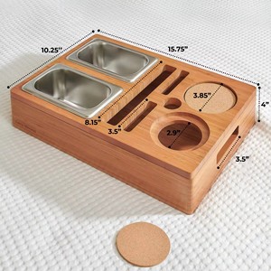Cozy Heroes Solid Wood Snack Storage Box With Compartments For Chips Drinks Remote <b>Control</b> Desktop Organizer Rectangle Shape - Product Image 2
