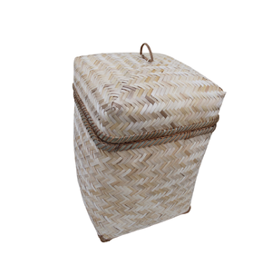 Customizable Traditional Bamboo <b>Rattan</b> <b>Basket</b> with Handmade Lid Hotel/Hostel Decoration - Product Image 1