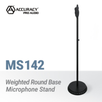 Soporte de Micrófono Profesional Resistente y Estable Accuracy Pro Audio MS142 con Base Redonda Ponderada para Ubicaciones Fijas