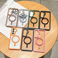 Étui de téléphone portable magnétique sans fil transparent en acrylique dur antidérapant 2 en 1 pour Samsung Galaxy S26 S25 Ultra A57
