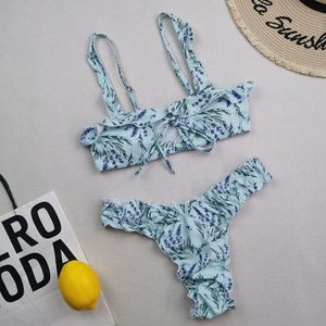 Costumi da bagno Bikini Sexy europei e americani da donna con cravatta in corda perizoma in pizzo a due pezzi costumi da bagno Bikini costumi da bagno all'ingrosso - Product Image 6