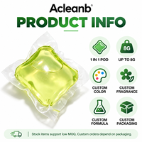 Capsules de lessive à chambre unique de 8g, emballage en pot plastique, fourniture OEM sous marque privée pour les marques de produits de lavage domestique