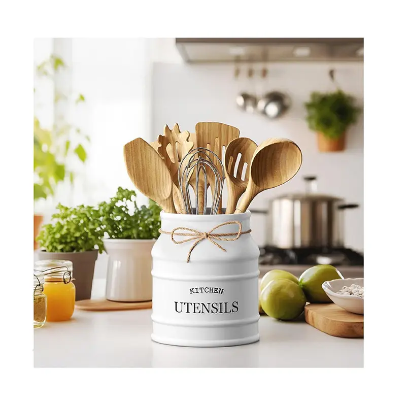 Pemegang peralatan dapur gaya Nordic dapat disesuaikan tempat sendok garpu keramik tempat alat makan untuk restoran