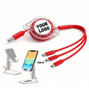 Wholesale Gift Multi Pvc Tpe <b>3</b> In1 Fast Charging Logo Retractable <b>Usb</b> Charger <b>Cable</b> for Mobile Phone Custom Promotional Gifts - Product Image 1