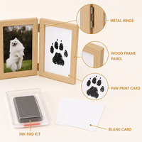 Cadre photo commémoratif pour animaux de compagnie avec kit d'empreintes de pattes, cadre double en bois, souvenir pour la commémoration de la perte de chiens et de chats