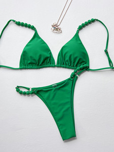 Traje de Baño de Dos Piezas para Mujer, Color Sólido, Sexy, Ropa de Playa 2026, Traje de Baño de Lujo de Talla Grande, Bikini al por Mayor - Product Image 4