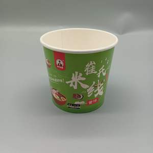 Conteneur alimentaire jetable en papier kraft blanc imprimé couleur pour soupe chaude, format profond, avec impression publicitaire - Product Image 4